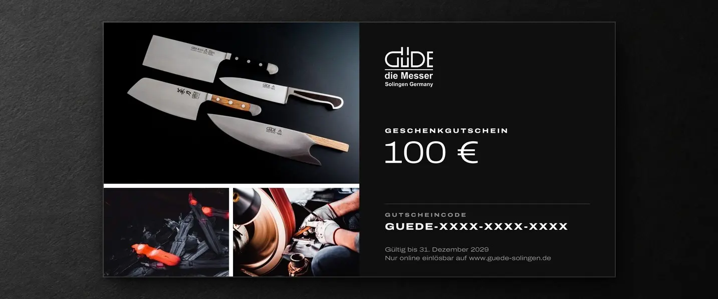 Güde Gift certificate on a dark background